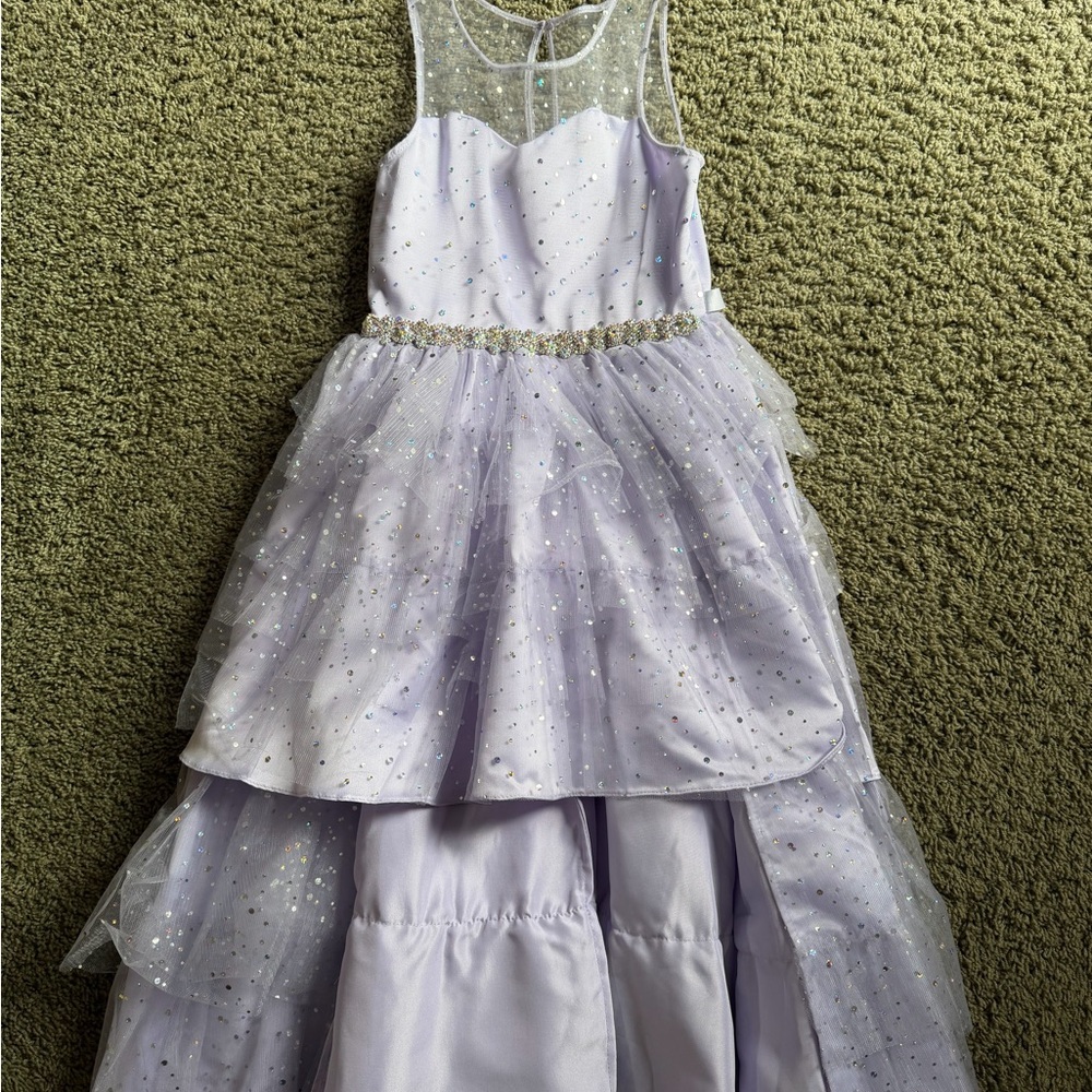 Girls Rare Edition Sparkle Tulle High-Low Formal Dress with Rhinestone Waist- 7